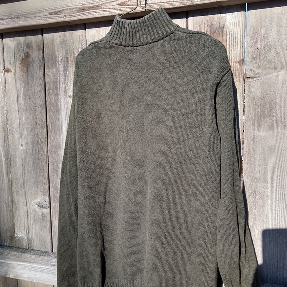 Chaps Olive Green 1/4 Zip Sweater - Picture 5 of 6